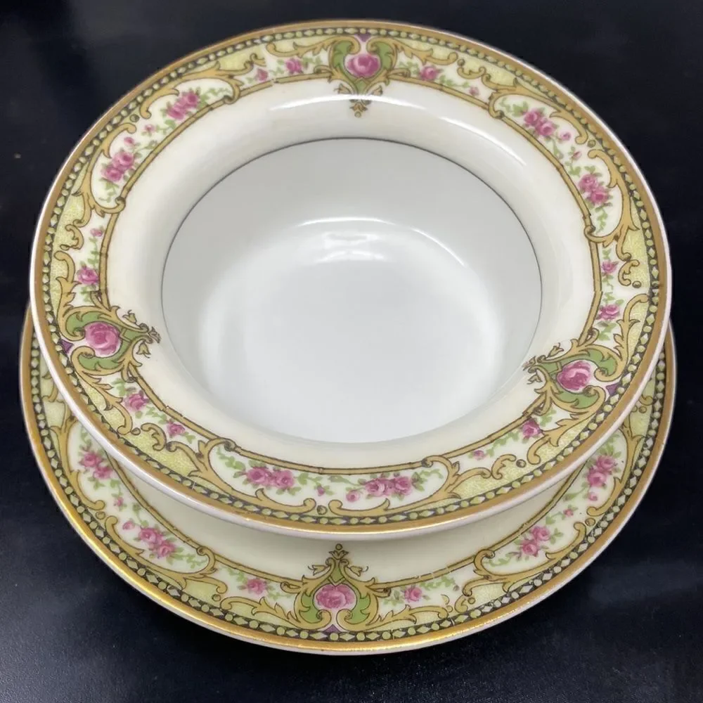 Theodore Haviland Limoges France Saucer & Custard Cup.  2 Piece Set.